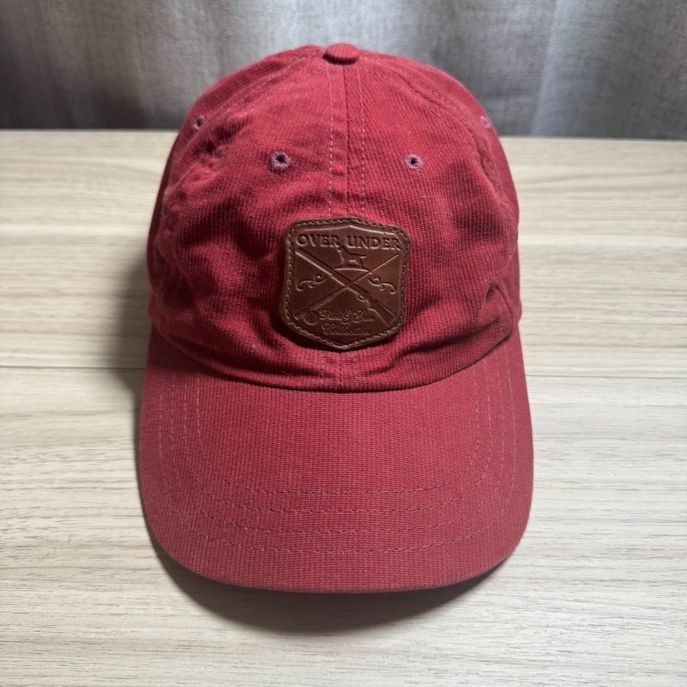 Over Under Corduroy Hat Mens OSFA Burgundy Red Leather Patch USA Made Preppy